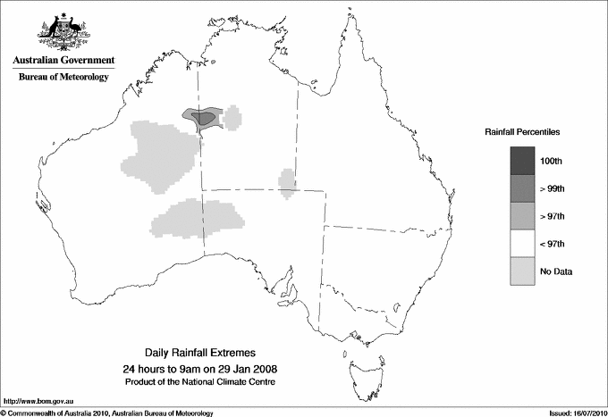Australian daily rainfall extreme area maps