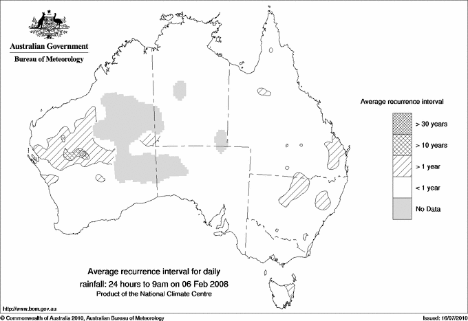 Australian daily rainfall average recurrence interval maps