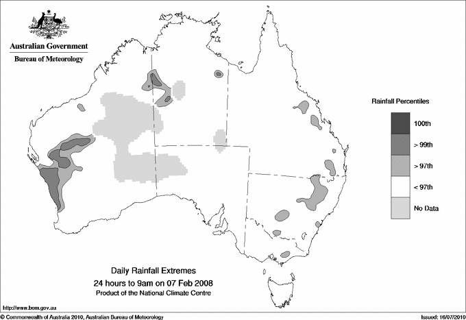 Australian daily rainfall extreme area maps