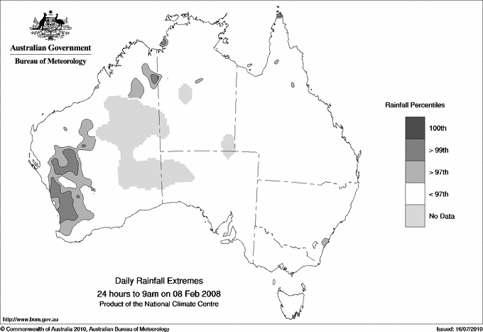 Australian daily rainfall extreme area maps