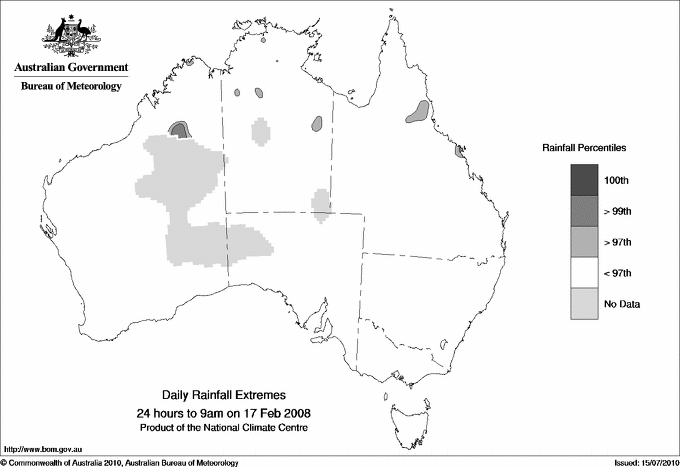 Australian daily rainfall extreme area maps