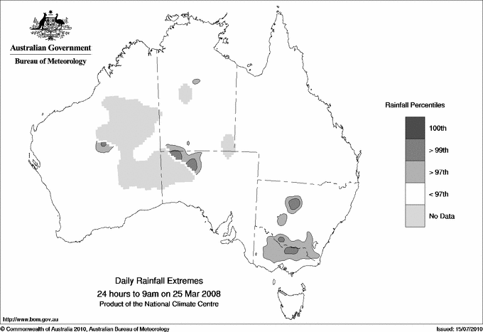 Australian daily rainfall extreme area maps