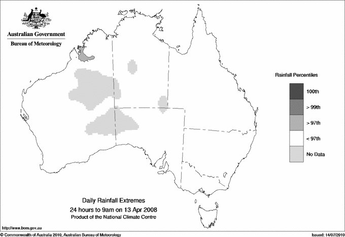 Australian daily rainfall extreme area maps