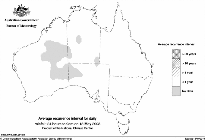 Australian daily rainfall average recurrence interval maps