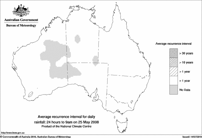 Australian daily rainfall average recurrence interval maps