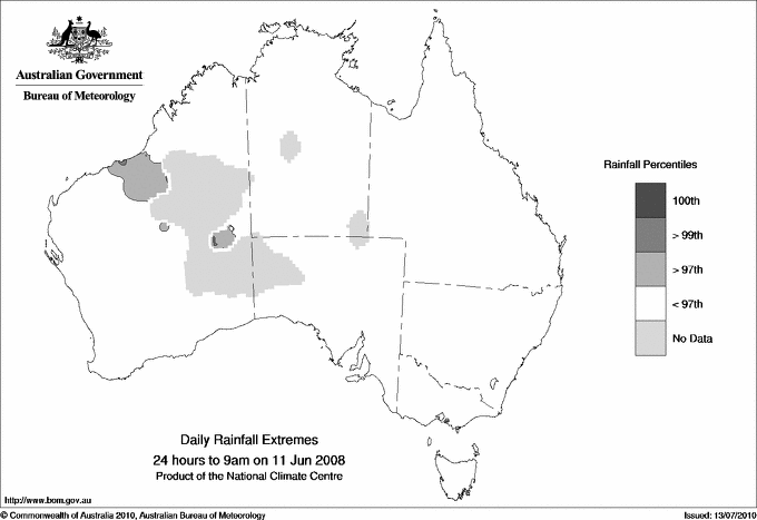 Australian daily rainfall extreme area maps