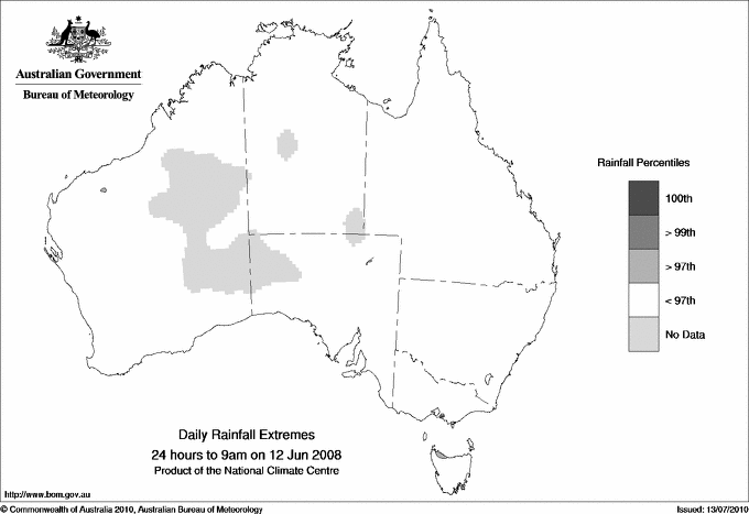 Australian daily rainfall extreme area maps