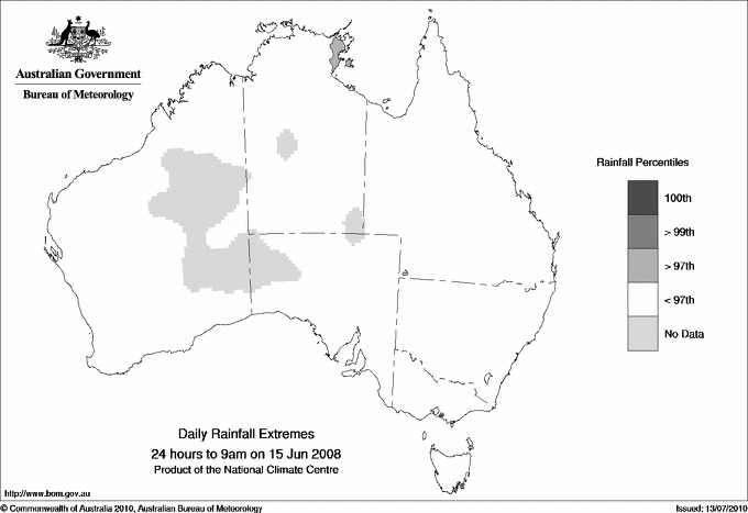 Australian daily rainfall extreme area maps