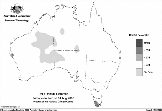 Australian daily rainfall extreme area maps