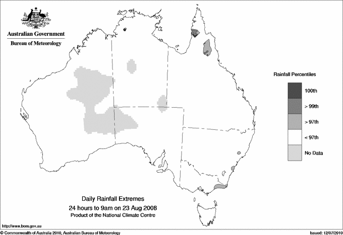 Australian daily rainfall extreme area maps