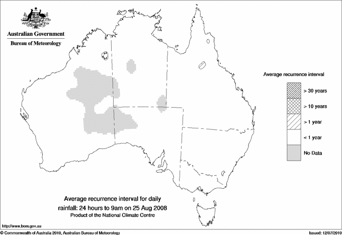 Australian daily rainfall average recurrence interval maps