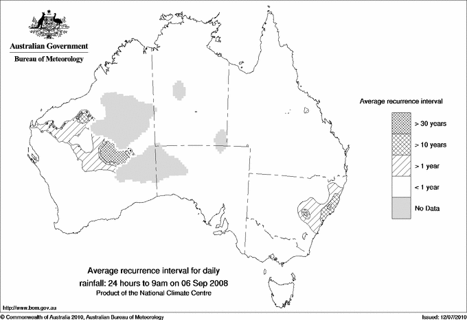 Australian daily rainfall average recurrence interval maps