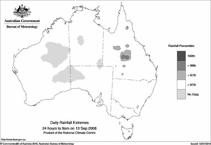 Australian daily rainfall extreme area maps