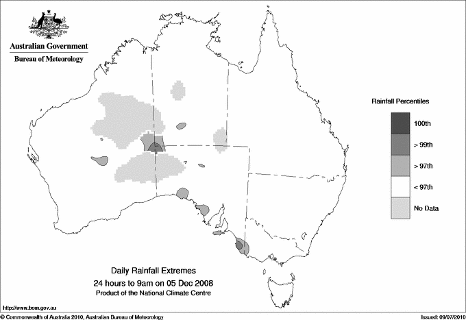 Australian daily rainfall extreme area maps