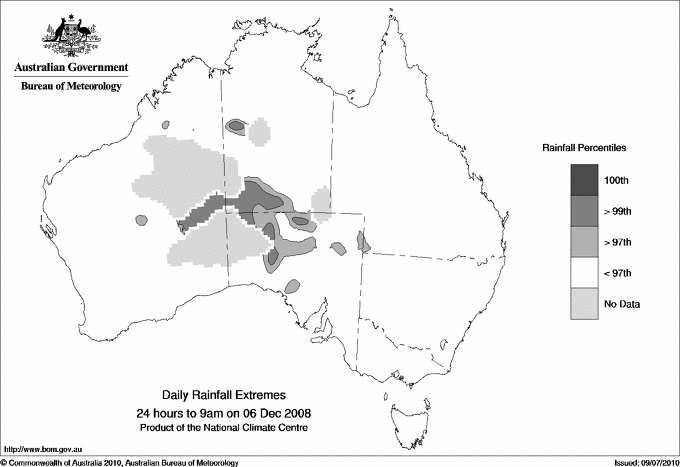 Australian daily rainfall extreme area maps