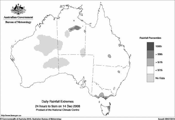 Australian daily rainfall extreme area maps
