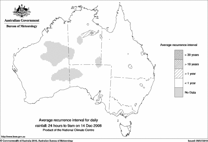 Australian daily rainfall average recurrence interval maps
