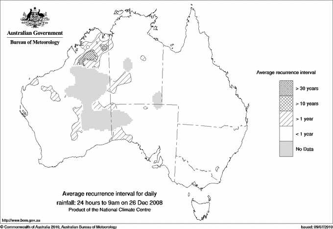 Australian daily rainfall average recurrence interval maps