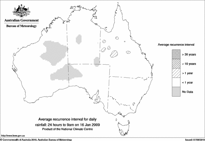 Australian daily rainfall average recurrence interval maps