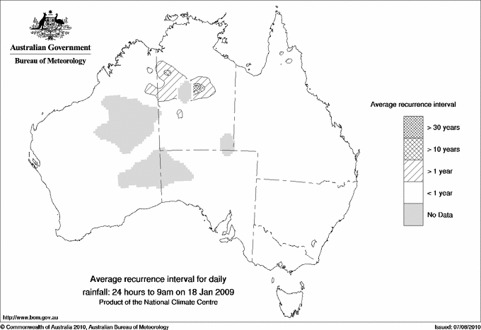 Australian daily rainfall average recurrence interval maps