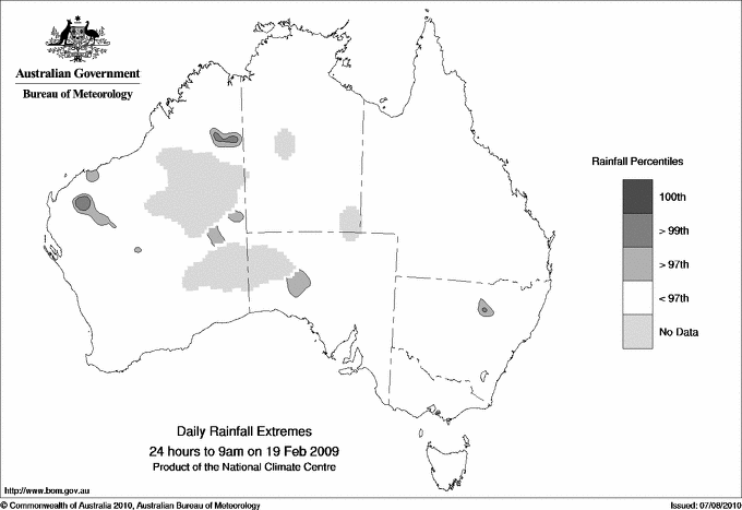 Australian daily rainfall extreme area maps