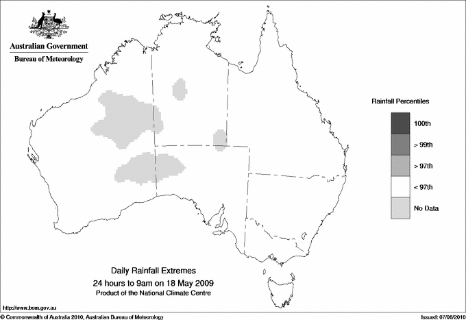 Australian daily rainfall extreme area maps