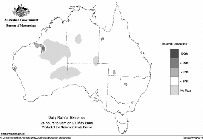 Australian daily rainfall extreme area maps