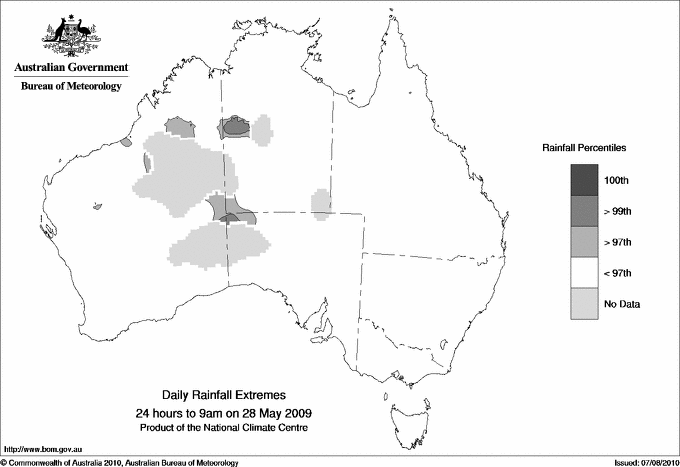 Australian daily rainfall extreme area maps