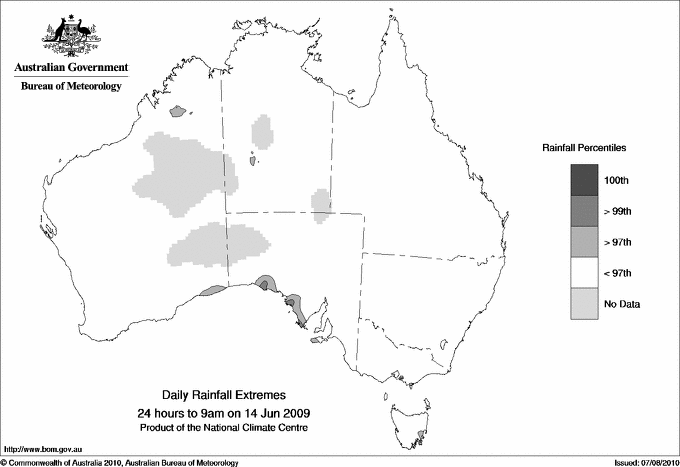 Australian daily rainfall extreme area maps