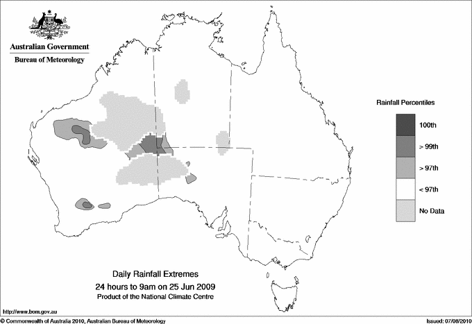 Australian daily rainfall extreme area maps