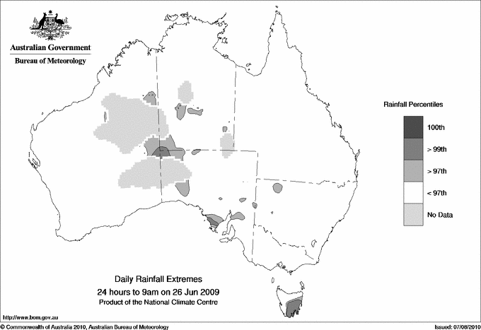 Australian daily rainfall extreme area maps