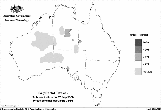 Australian daily rainfall extreme area maps