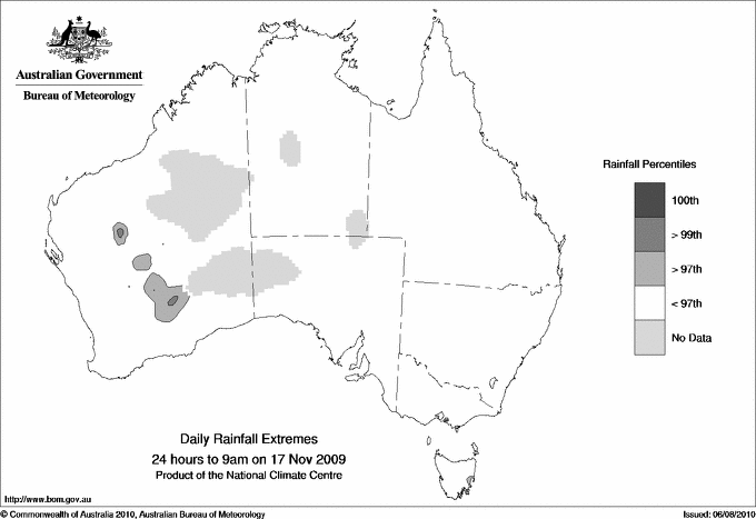 Australian daily rainfall extreme area maps