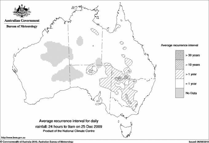 Australian daily rainfall average recurrence interval maps