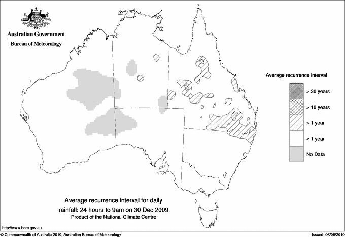 Australian daily rainfall average recurrence interval maps