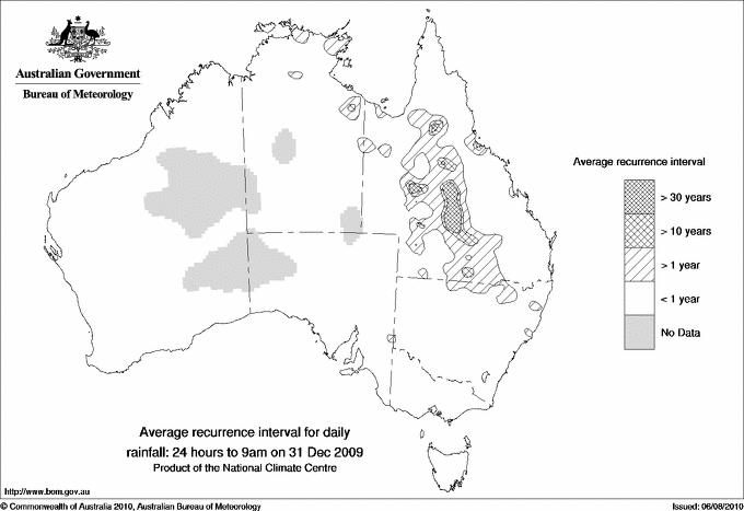 Australian daily rainfall average recurrence interval maps