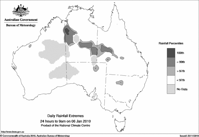 Australian daily rainfall extreme area maps