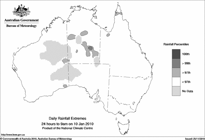 Australian daily rainfall extreme area maps