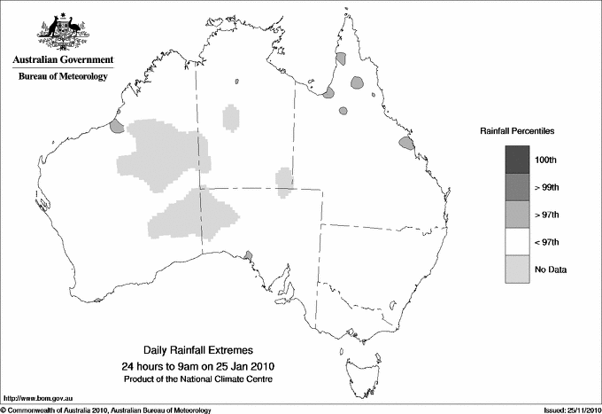 Australian daily rainfall extreme area maps