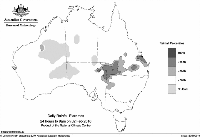 Australian daily rainfall extreme area maps