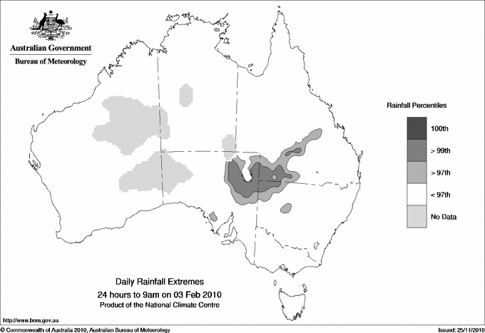 Australian daily rainfall extreme area maps