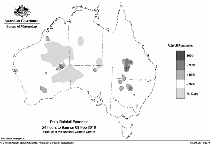 Australian daily rainfall extreme area maps