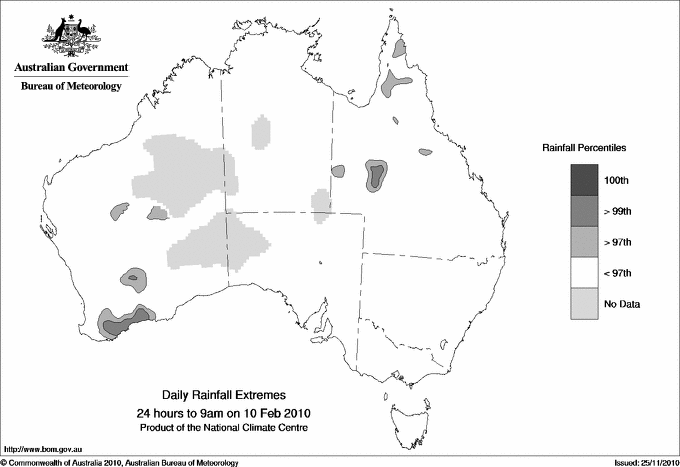 Australian daily rainfall extreme area maps