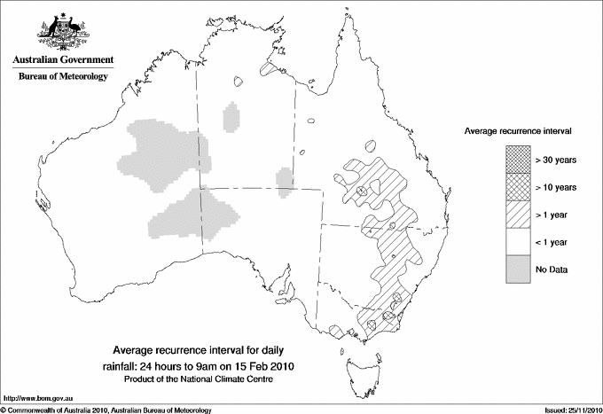 Australian daily rainfall average recurrence interval maps