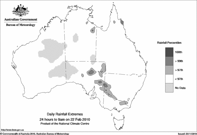 Australian daily rainfall extreme area maps