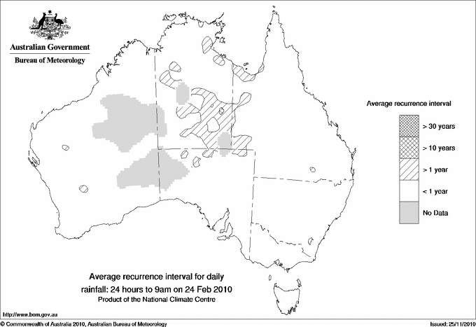 Australian daily rainfall average recurrence interval maps