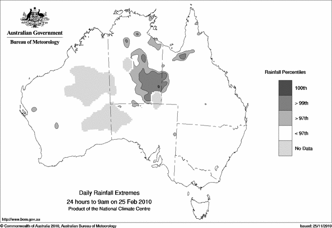 Australian daily rainfall extreme area maps