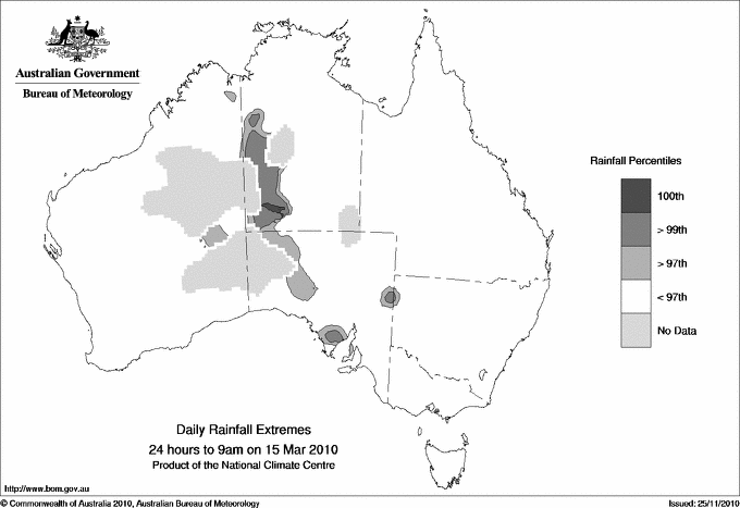 Australian daily rainfall extreme area maps