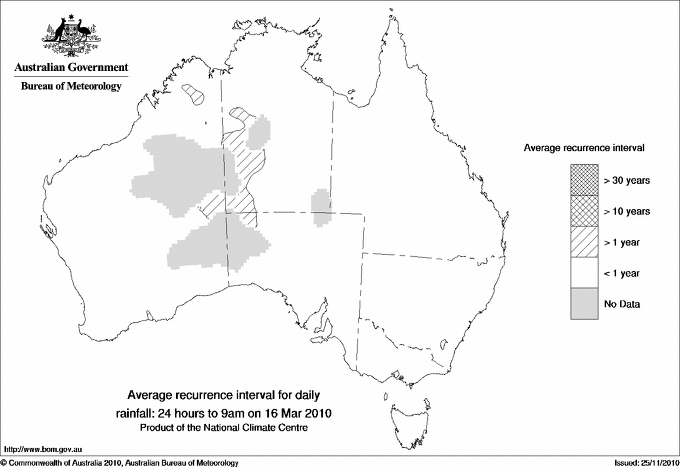 Australian daily rainfall average recurrence interval maps