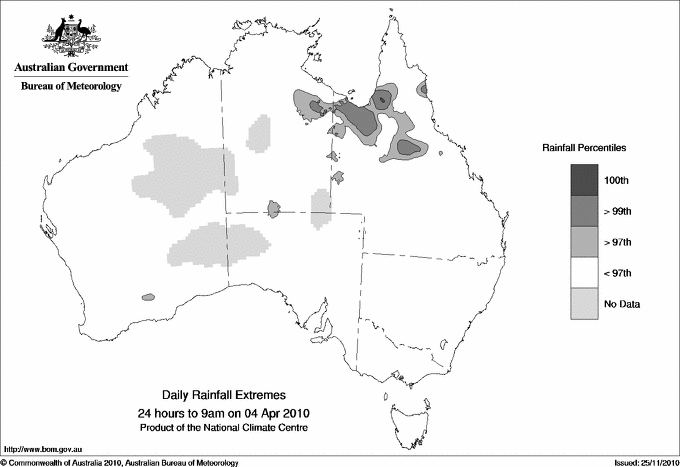 Australian daily rainfall extreme area maps